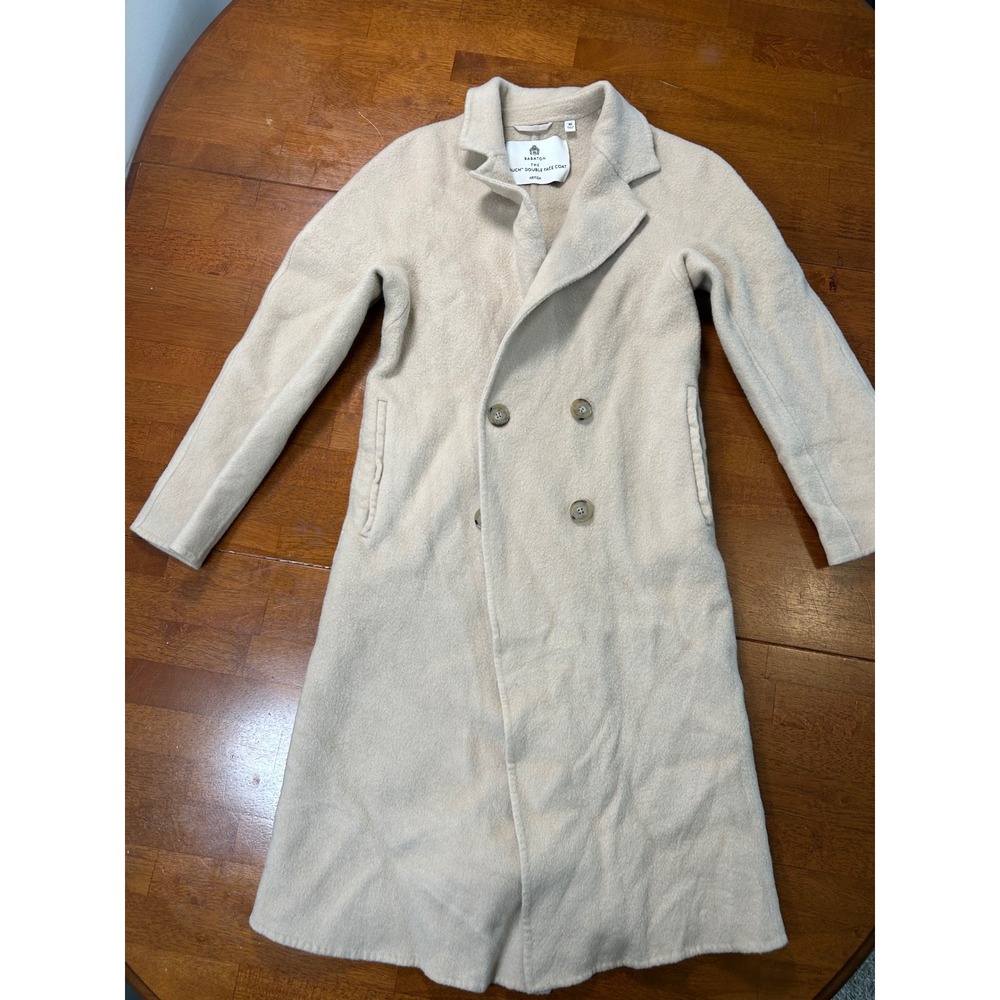 Aritzia Babaton The Slouch Double Face Coat XS Beige Wool Cashmere Longline